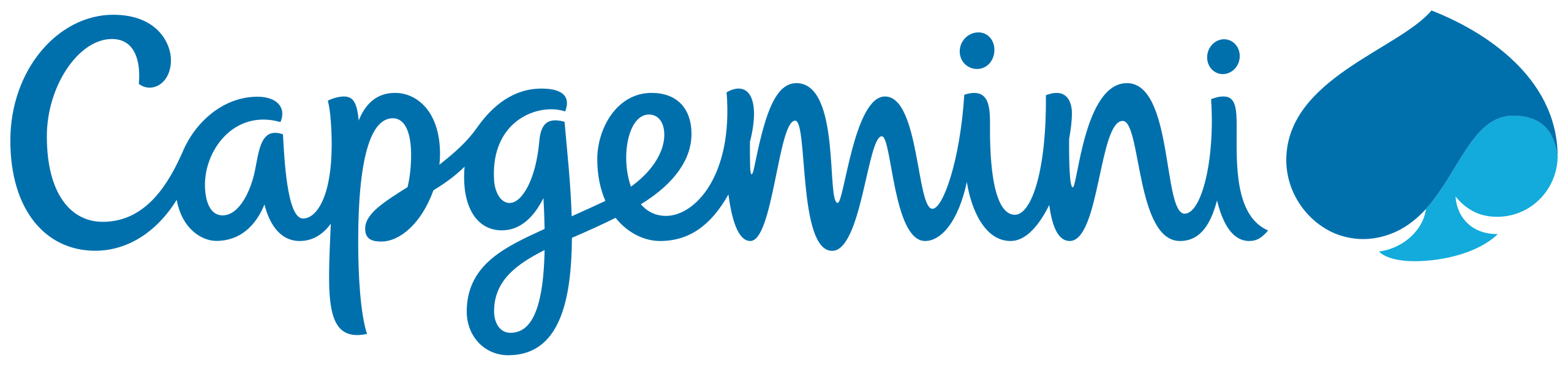 Capgemini logo featuring the company name in a stylized blue cursive font, with a blue spade icon to the right, reminiscent of the innovative design seen at the OutSystems NextStep Experience.