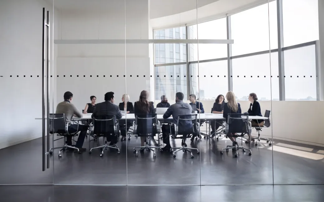 Colleagues at business meeting in conference room