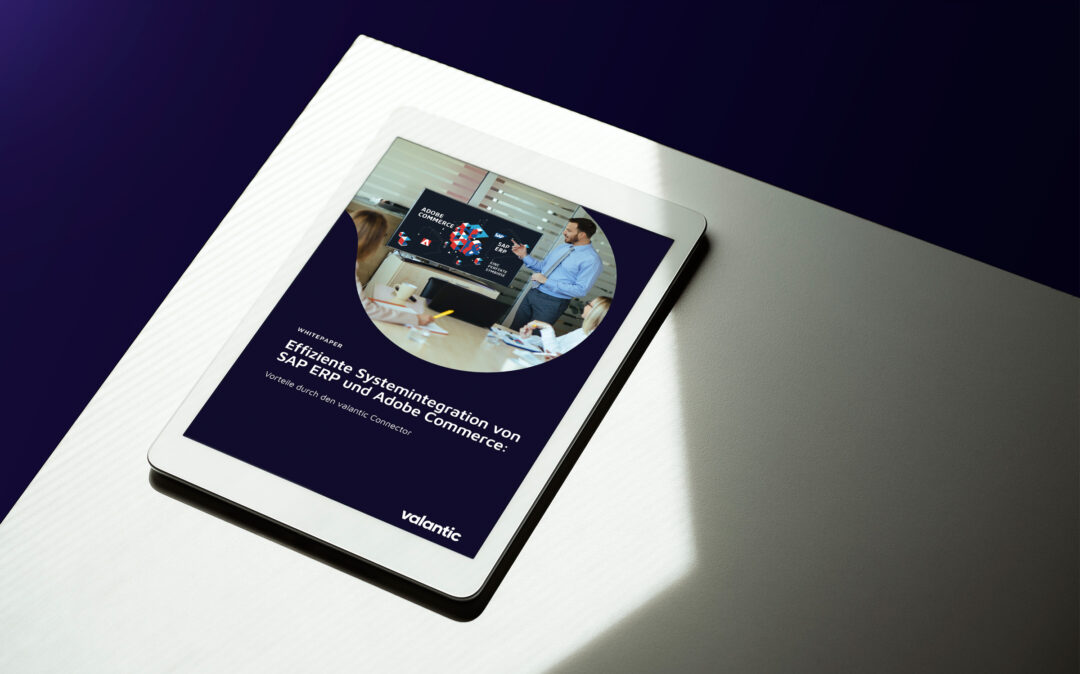 Mockup Whitepaper »Adobe Commerce & SAP ERP – Eine perfekte Symbiose«