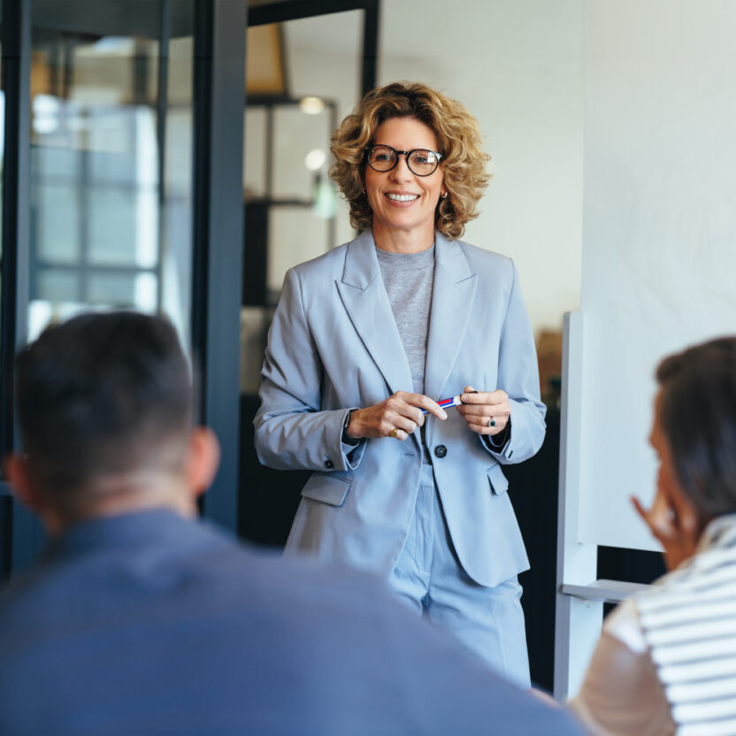 Woman leading a meeting in an office