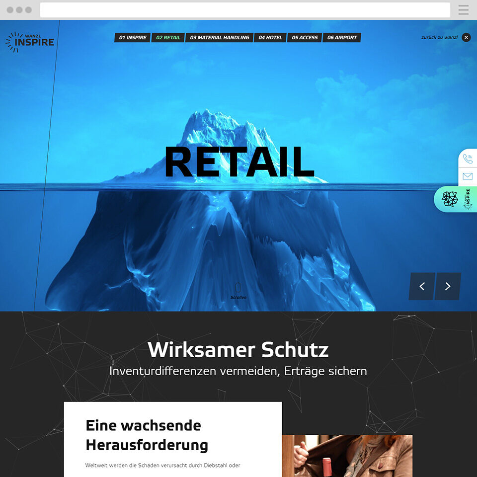 Screenshot der neuen Website von Wanzl