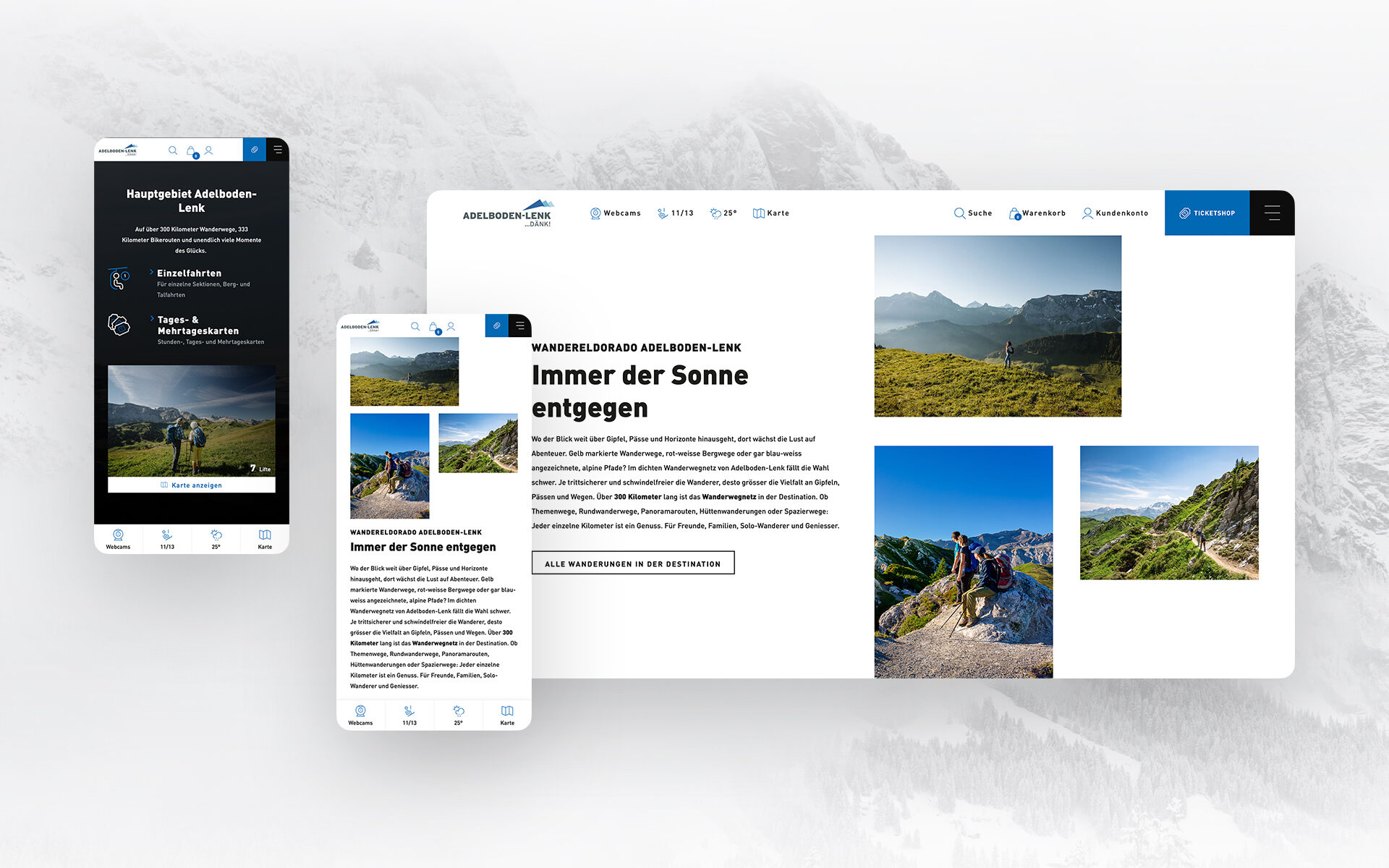 Screenshot der neuen Website von Adelboden-Lenk