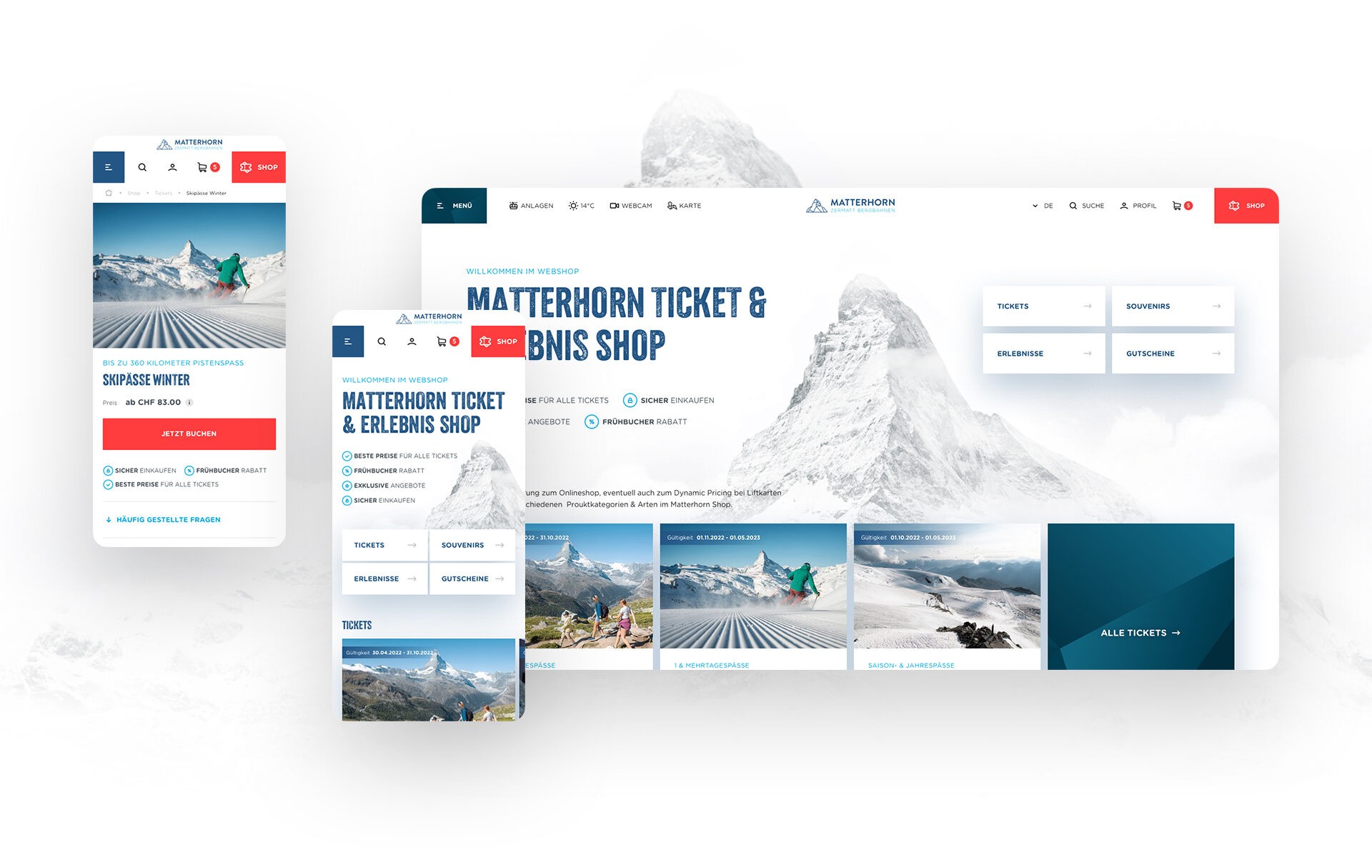 Screenshot von der neuen Website von Zermatt Bergbahnen AG