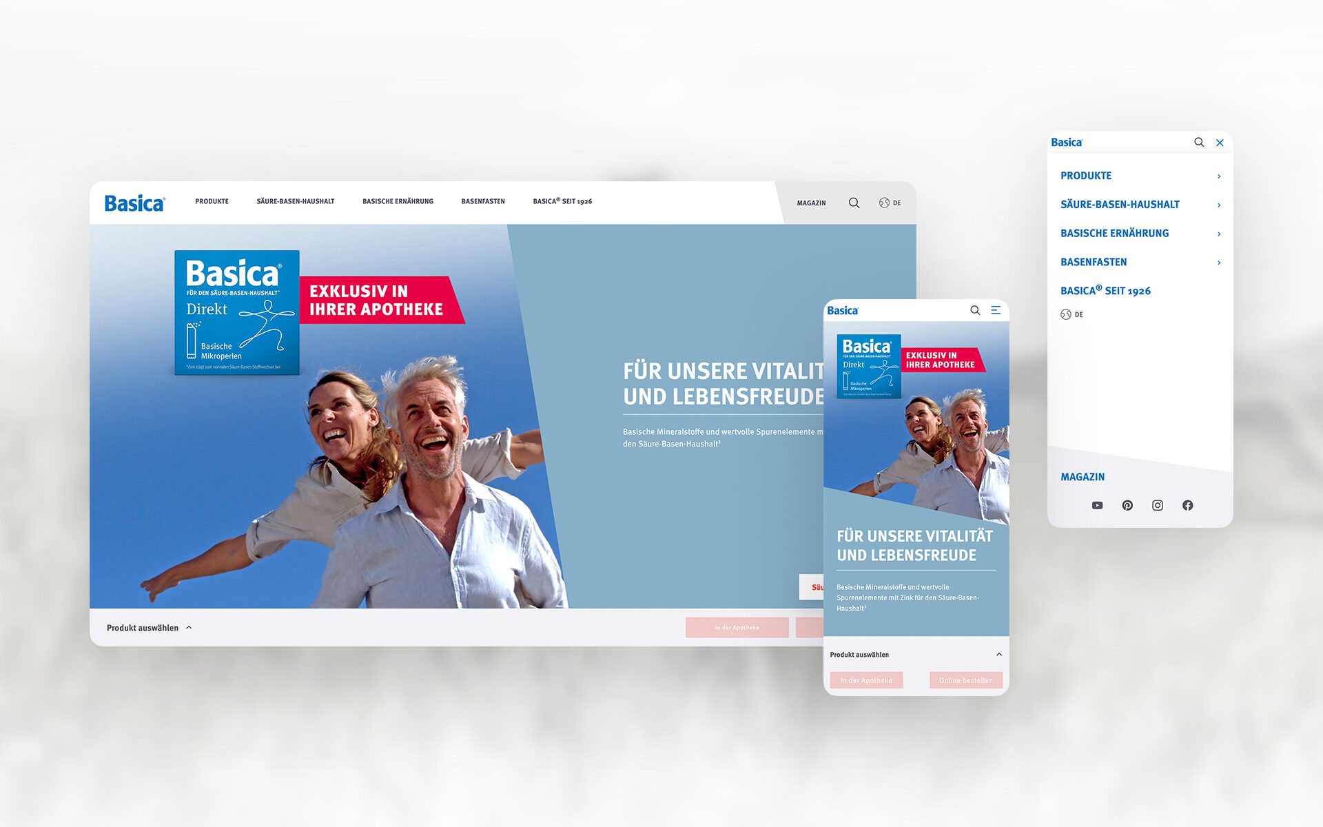 Mockup von der neuen Basica-Website.