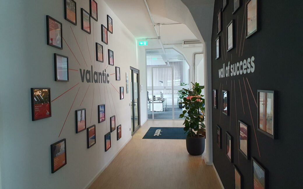 Wall of success at the valantic ERP office in Cologne