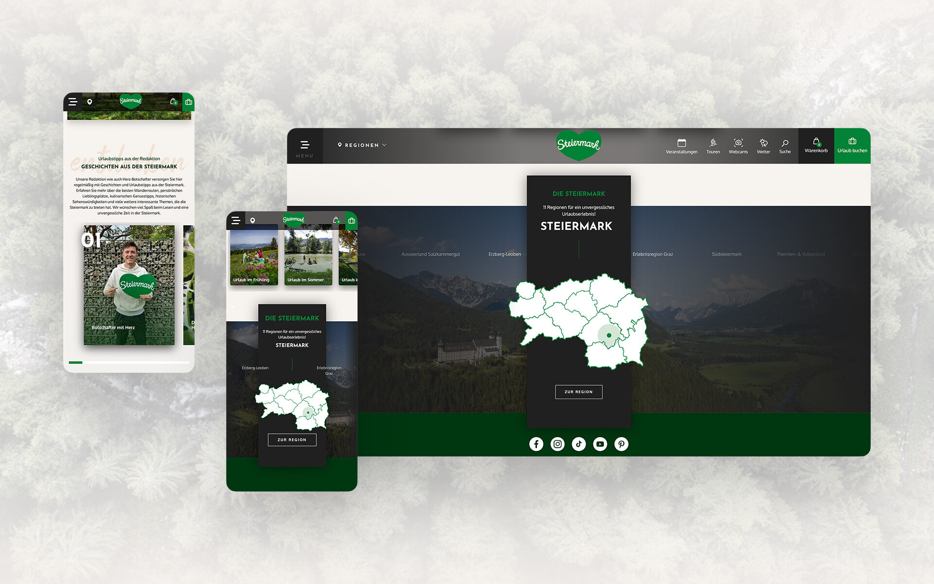 Screenshot der neuen Website von steiermark.com