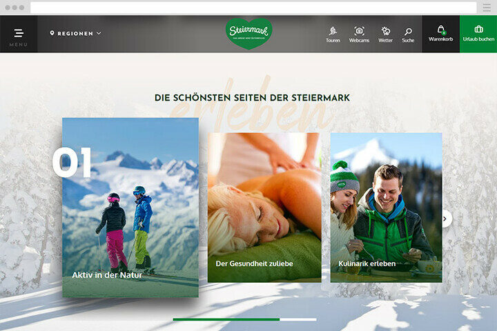 Screenshot der neuen Website der Steirische Tourismus und Standortmarketing GmbH- STG