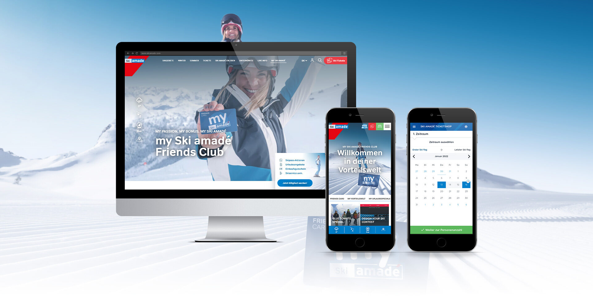 Screenshot der neuen Ski Amadé Website