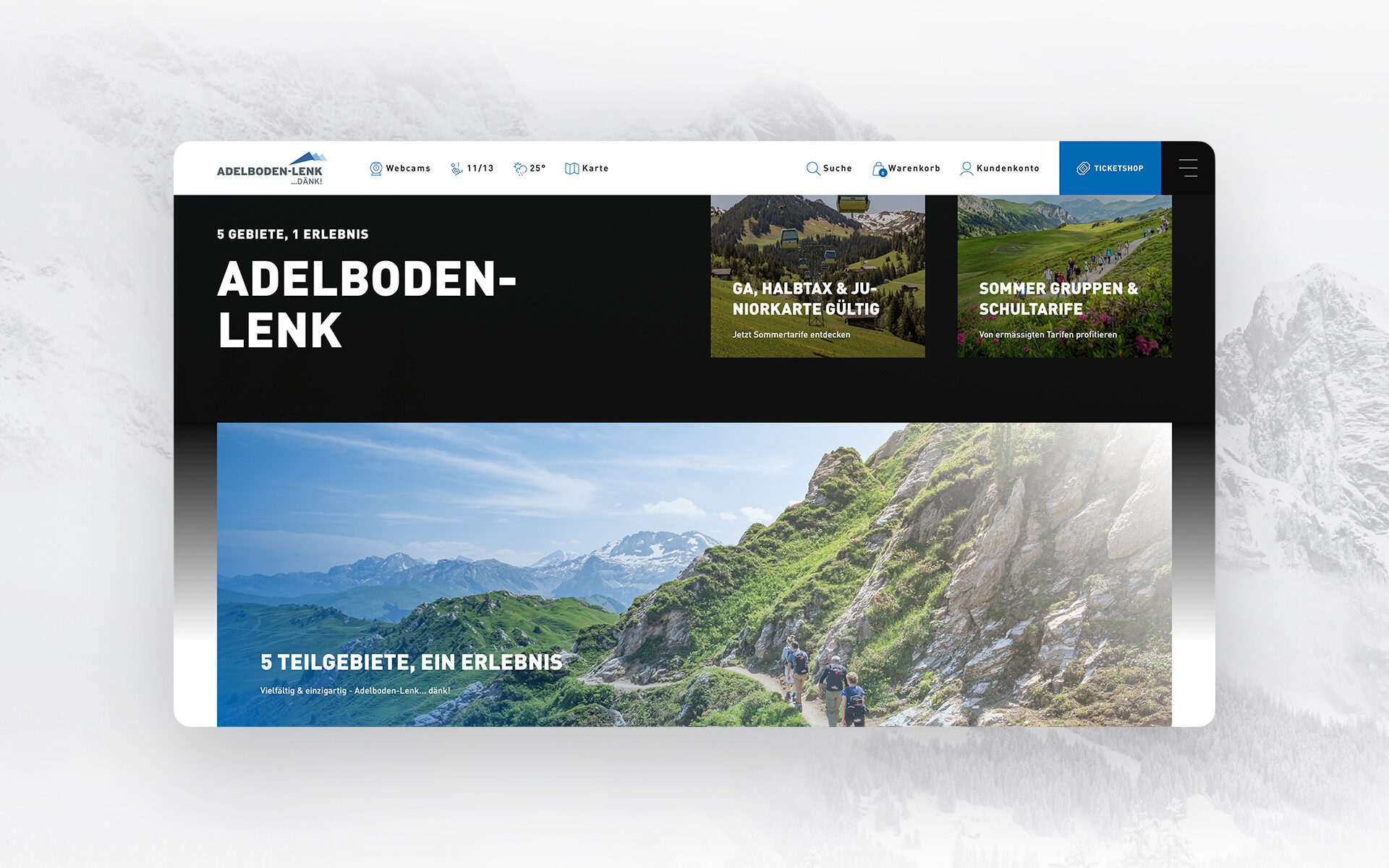 Screenshot der neuen Website von Adelboden-Lenk