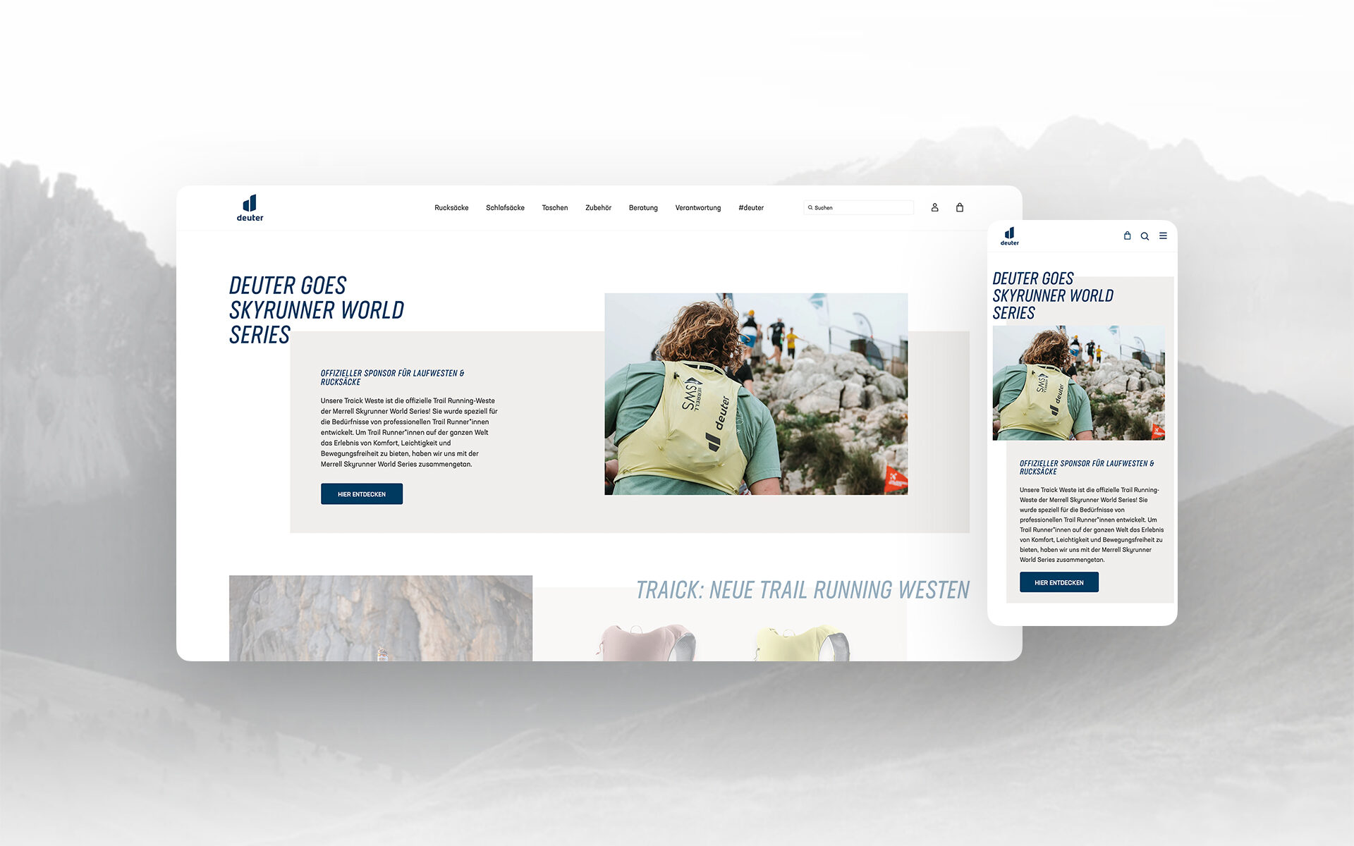 Mockup der neuen Deuter-Website: Dargestellt auf einem Tablet und einem Smartphone.