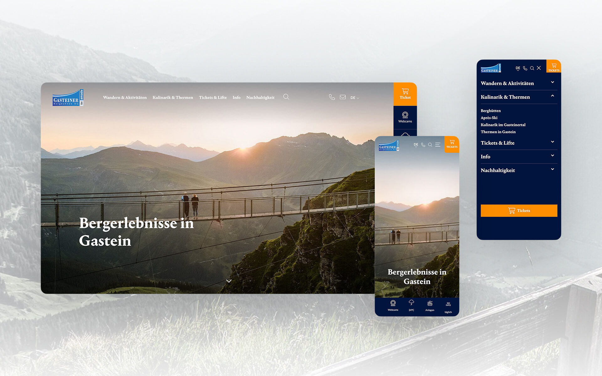 Mockup von der neuen Skigastein-Website: Dargestellt auf einem Laptop und einem Smartphone