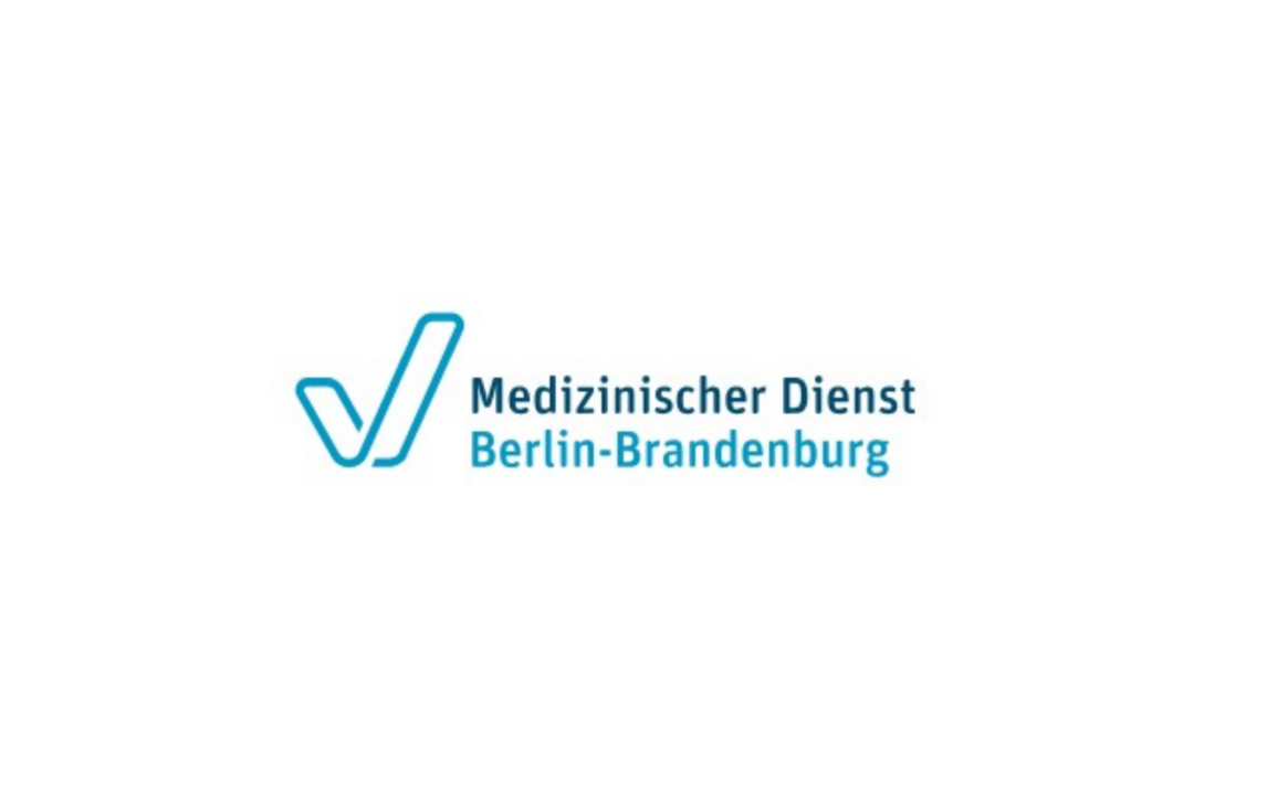 Logo of Medizinischer Dienst Berlin-Brandenburg featuring a blue checkmark and the organization's name in German, symbolizing their commitment to precision—a trait shared by SAC cloud-based planning tools.