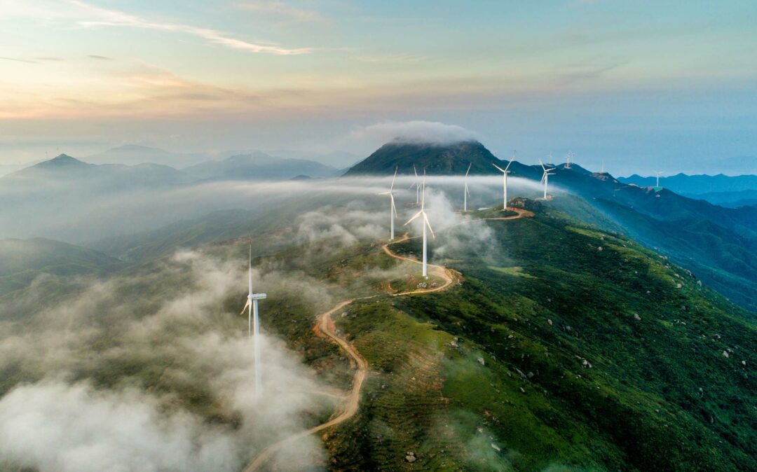 High-angle aerial photos of wind power