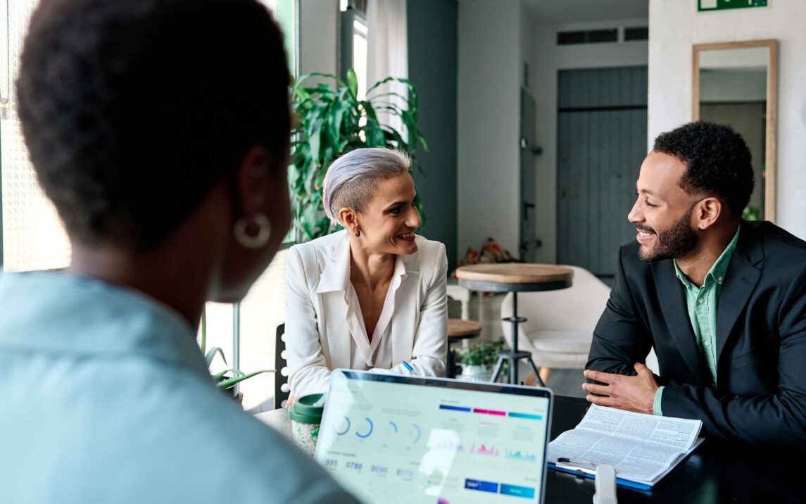 lawyer meeting with clients in the office