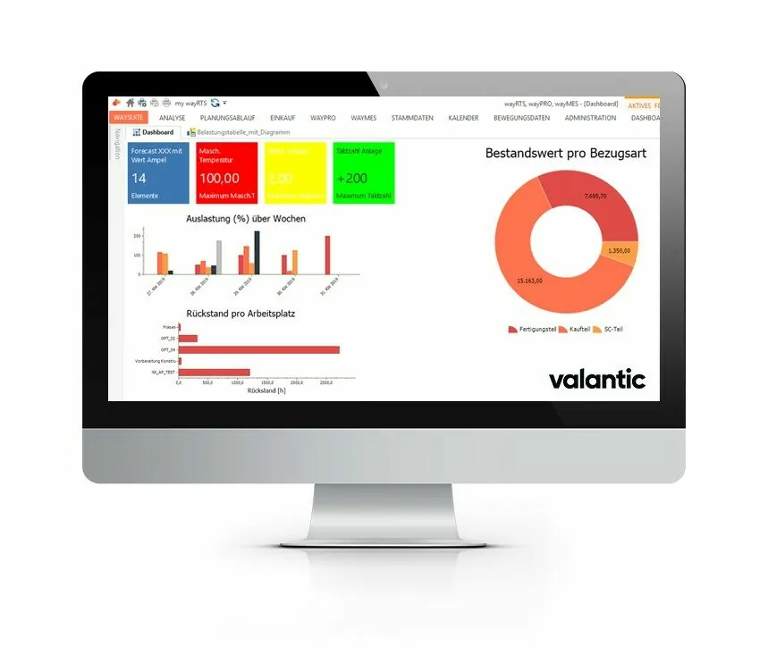 Image of a computer screen of valantics waySuite software