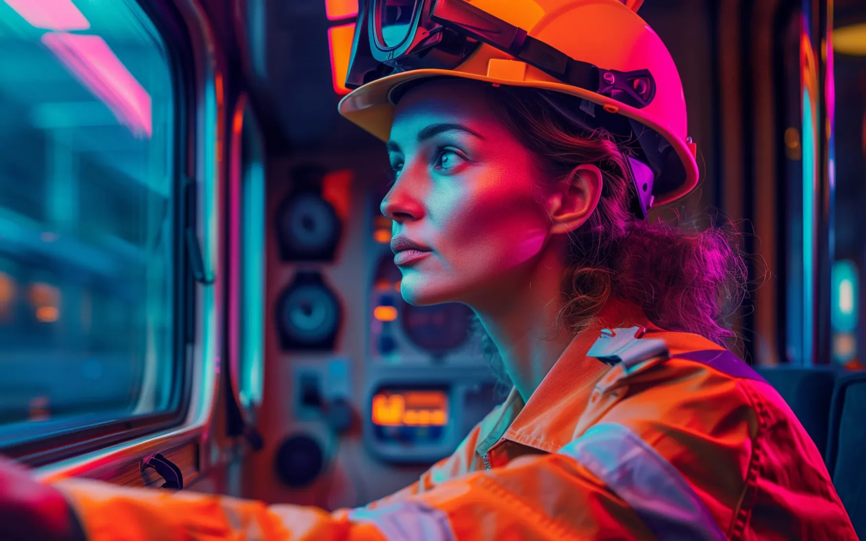 Woman with safety helmet