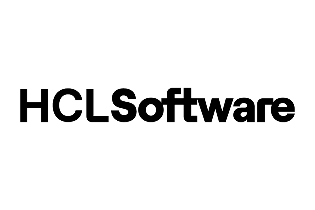 Das Bild zeigt das Logo von HCL Software in schwarzer Schrift auf transparentem Hintergrund, perfekt für die Werbung für Veranstaltungen wie den Swiss Low-Code Day 2024.