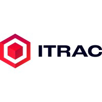 Logo of ITRAC with a red hexagonal design containing a red cube on the left and the text "ITRAC" in bold black letters on the right, showcased prominently at the OutSystems NextStep Experience.